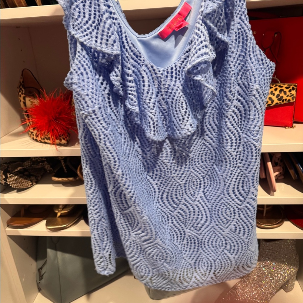 Lilly Pulitzer size L EUC leaf lace Tank Top